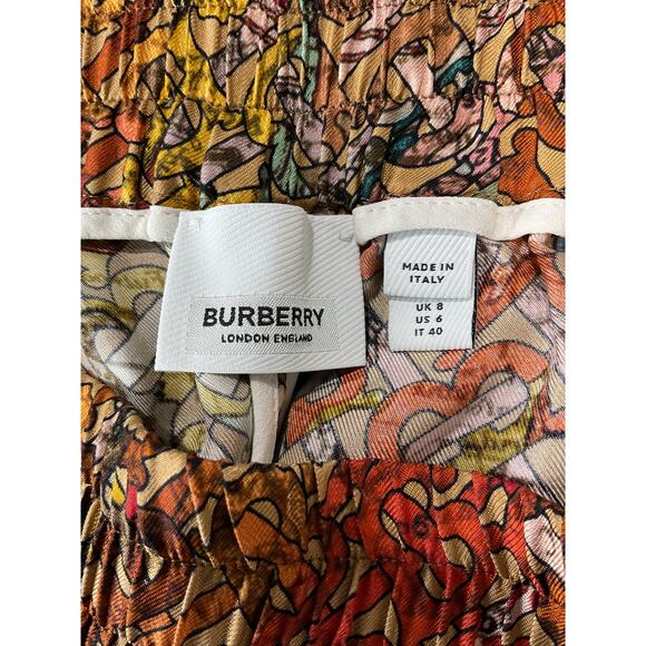Burberry 'Tawney' Orange Silk Short Size 6 - Picture 4 of 6